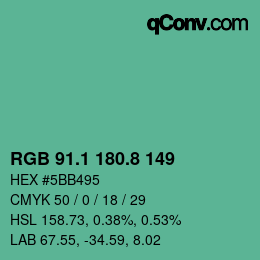 Color code: RGB 91.1 180.8 149 | qconv.com