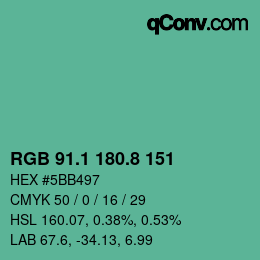 カラーコード: RGB 91.1 180.8 151 | qconv.com