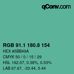 Color code: RGB 91.1 180.8 154 | qconv.com
