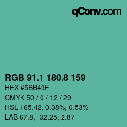 Color code: RGB 91.1 180.8 159 | qconv.com