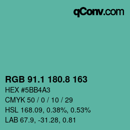Color code: RGB 91.1 180.8 163 | qconv.com