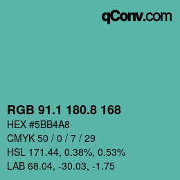 Color code: RGB 91.1 180.8 168 | qconv.com