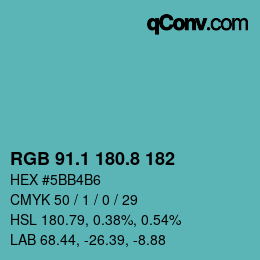 Color code: RGB 91.1 180.8 182 | qconv.com