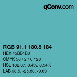 Color code: RGB 91.1 180.8 184 | qconv.com