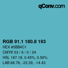 Farbcode: RGB 91.1 180.8 193 | qconv.com