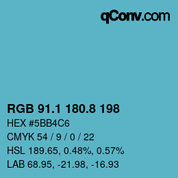 Color code: RGB 91.1 180.8 198 | qconv.com
