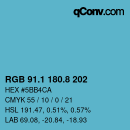 Color code: RGB 91.1 180.8 202 | qconv.com
