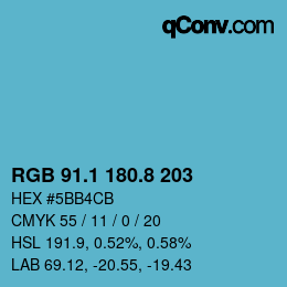 カラーコード: RGB 91.1 180.8 203 | qconv.com