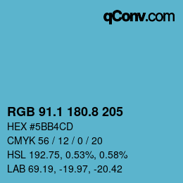 カラーコード: RGB 91.1 180.8 205 | qconv.com