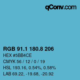Color code: RGB 91.1 180.8 206 | qconv.com