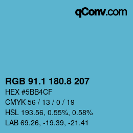 Color code: RGB 91.1 180.8 207 | qconv.com