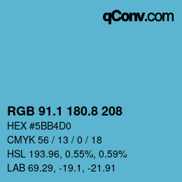 Color code: RGB 91.1 180.8 208 | qconv.com