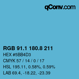Color code: RGB 91.1 180.8 211 | qconv.com