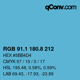 Color code: RGB 91.1 180.8 212 | qconv.com