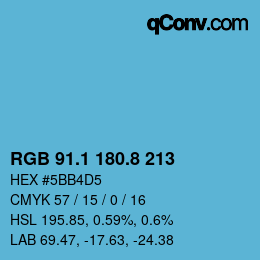カラーコード: RGB 91.1 180.8 213 | qconv.com