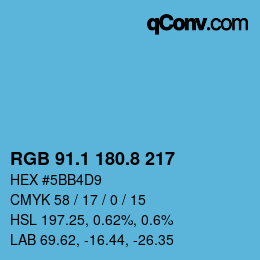 Farbcode: RGB 91.1 180.8 217 | qconv.com