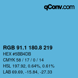 カラーコード: RGB 91.1 180.8 219 | qconv.com