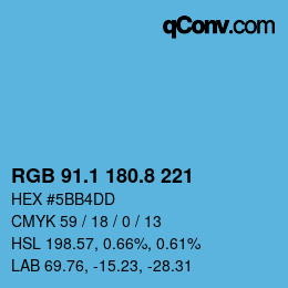 Color code: RGB 91.1 180.8 221 | qconv.com