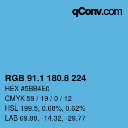 カラーコード: RGB 91.1 180.8 224 | qconv.com