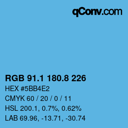 Color code: RGB 91.1 180.8 226 | qconv.com