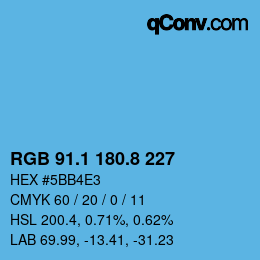 カラーコード: RGB 91.1 180.8 227 | qconv.com