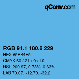 カラーコード: RGB 91.1 180.8 229 | qconv.com