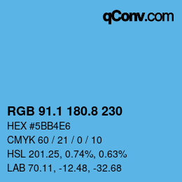 カラーコード: RGB 91.1 180.8 230 | qconv.com