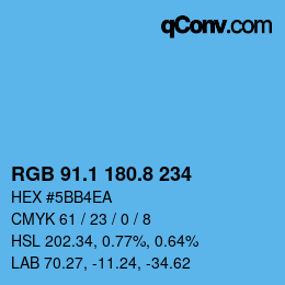 カラーコード: RGB 91.1 180.8 234 | qconv.com