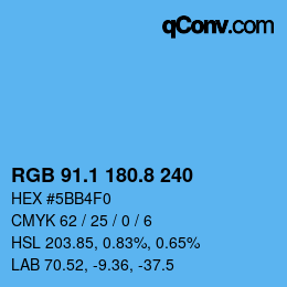 Color code: RGB 91.1 180.8 240 | qconv.com