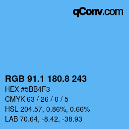 カラーコード: RGB 91.1 180.8 243 | qconv.com