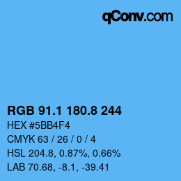 Color code: RGB 91.1 180.8 244 | qconv.com