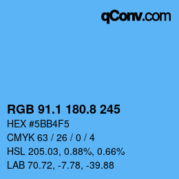 Color code: RGB 91.1 180.8 245 | qconv.com