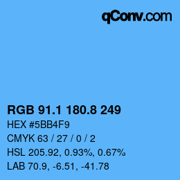Color code: RGB 91.1 180.8 249 | qconv.com