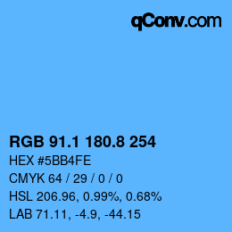 Color code: RGB 91.1 180.8 254 | qconv.com