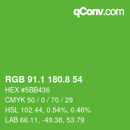 カラーコード: RGB 91.1 180.8 54 | qconv.com