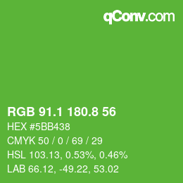 カラーコード: RGB 91.1 180.8 56 | qconv.com