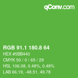 カラーコード: RGB 91.1 180.8 64 | qconv.com