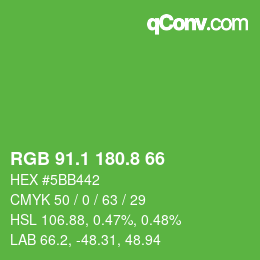 カラーコード: RGB 91.1 180.8 66 | qconv.com
