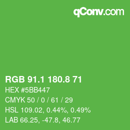 カラーコード: RGB 91.1 180.8 71 | qconv.com