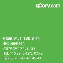 カラーコード: RGB 91.1 180.8 74 | qconv.com