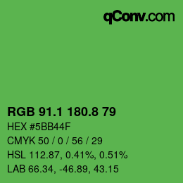 カラーコード: RGB 91.1 180.8 79 | qconv.com