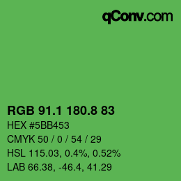 カラーコード: RGB 91.1 180.8 83 | qconv.com