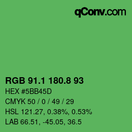 カラーコード: RGB 91.1 180.8 93 | qconv.com