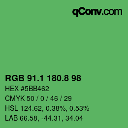 カラーコード: RGB 91.1 180.8 98 | qconv.com