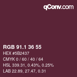 カラーコード: RGB 91.1 36 55 | qconv.com