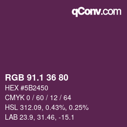 カラーコード: RGB 91.1 36 80 | qconv.com