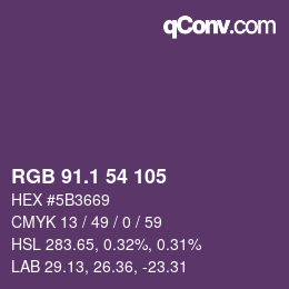 カラーコード: RGB 91.1 54 105 | qconv.com