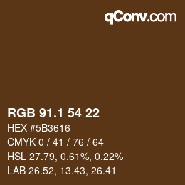 Color code: RGB 91.1 54 22 | qconv.com