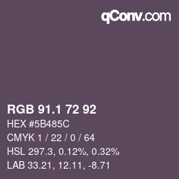 カラーコード: RGB 91.1 72 92 | qconv.com