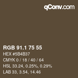 Color code: RGB 91.1 75 55 | qconv.com